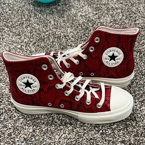 Converse Red Snakeskin Platforms